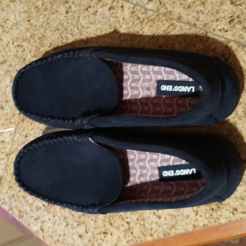 Land's End Size 7 US Royal Blue Suede Soled Slippers NWOT